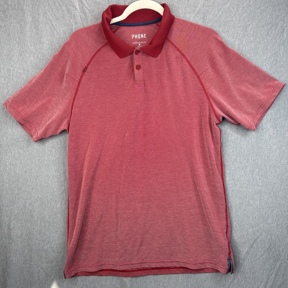 Rhone Men's Medium Polo Short Sleeve Shirt Red Athletic Fit Stretch